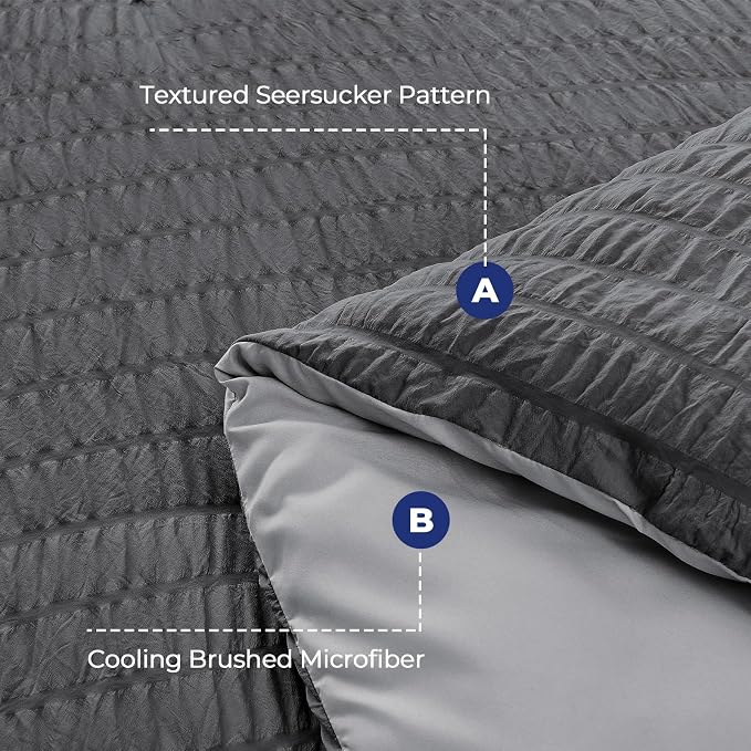 HYMOKEGE Dark Grey/Light Grey Duvet Cover Queen Size, Ultra Soft 3-Piece - Image 3