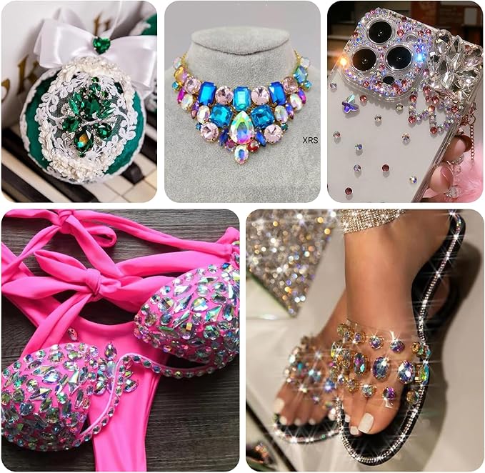 Dowarm Sew on Rhinestones 104 PCS Mixed Shapes Glass Sew on Crystals - Image 6