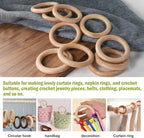 FoDau770 5pcs Natural Beech Wooden Rings, Unfinished Solid Wood Rings Heavy - Image 7