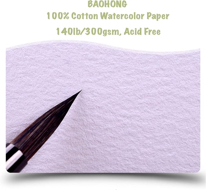 BAOHONG Artists' Watercolor Paper Block, 100% Cotton, 140LB/300GSM, Watercolor - Image 8