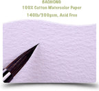BAOHONG Artists' Watercolor Paper Block, 100% Cotton, 140LB/300GSM, Watercolor - Image 8