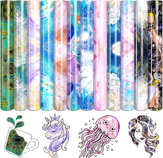 Tintnut Watercolor Marble Heat Transfer Vinyl, easy cut & weed, stretch washable by Tintnut