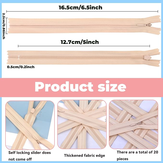 YAKA 20pcs Lvory Nylon Invisible Zippers Tailor Sewing Tools Garment - Image 2
