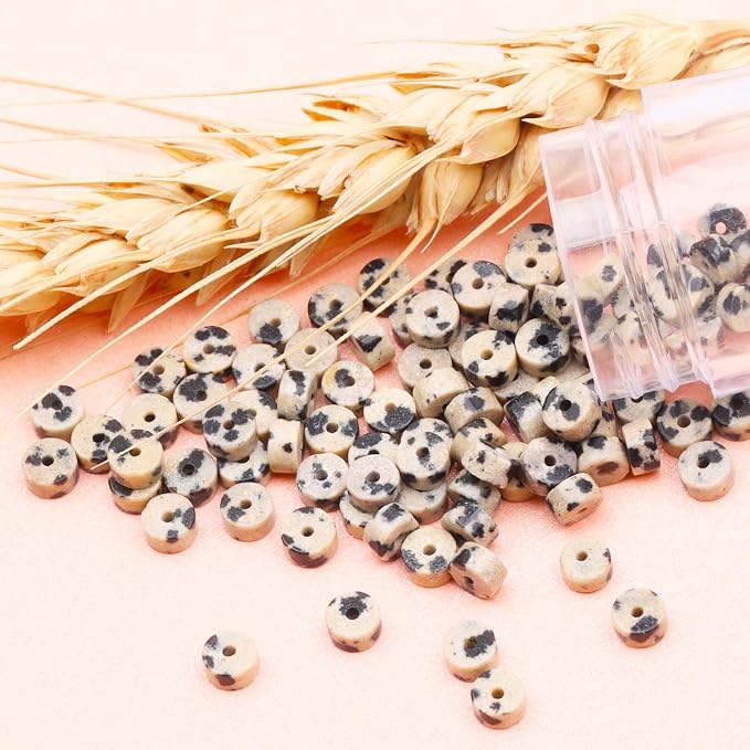 Natural Stone Heishi Beads for Necklace Making, 4 mm x 2 mm Small Flat Round - Image 7