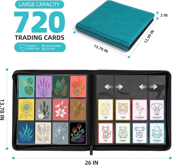 Card Binder 12 Pocket, Premium 720 Double Sided Pocket Collection Binder - Image 3