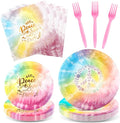 150 PCS Tie Dye Party Supplies, Pastel Tie Dye Tableware Set Napkin Peace Love by Unknown