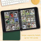 GERMUN 3 Ring 9 Pocket Zipper Card Binder, 720 Double Sided Standard PU Trading - Image 7