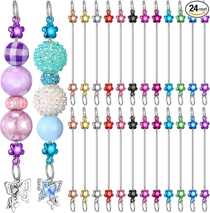Tondiamo 24 Pcs Beadable Keychain Bars Bulk Blank DIY Metal Beaded Keychain by Tondiamo