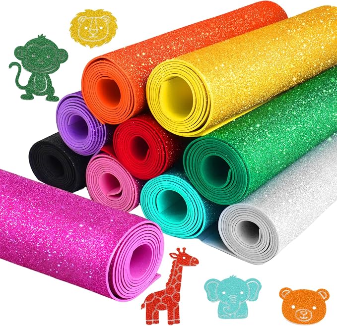 10 Pcs Craft Foam Sheet Roll in 10 Colors 39"x13" Colorful EVA Foam Sheet by TANEMUDO