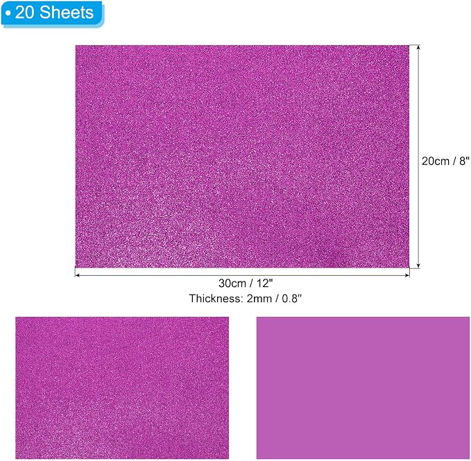 PATIKIL Purple Shiny EVA Glitter Foam Sheet 11 x 8 Inch 2mm Thick Sparkle EVA - Image 2