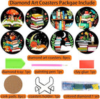 TDOOW Diamond Art Coasters 8 Pcs Colorful Book Diamond Painting Coasters Kit - Image 4