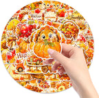 100 Pcs Thanksgiving Fall Waterproof Vinyl Theme Glitter Holographic Stickers - Image 6