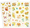 50+Pcs Transparent Golden Floral Butterfly Scrapbook Stickers Pack, Sunflower by STARZIWEN