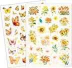 50+Pcs Transparent Golden Floral Butterfly Scrapbook Stickers Pack, Sunflower by STARZIWEN