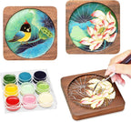 Wooden Coasters Craft Kits – Filigree Enamels Painting DIY Coasters Art by Blauwhim