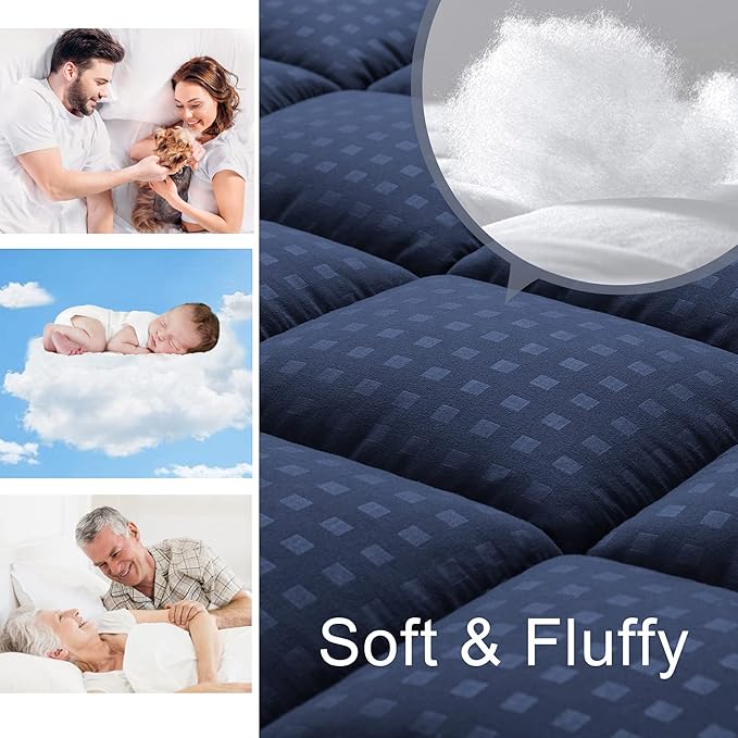 HYLEORY Twin Mattress Pad Quilted Fitted Mattress Protector Cooling Pillow Top - Image 3