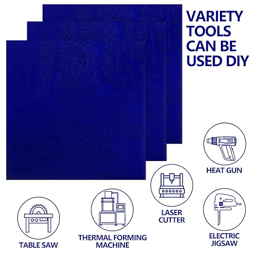 3 Pcs Glitter Blue Glossy Acrylic Sheets, 7.87 x 7.87 x 1/10 Inch Laser Cutting - Image 6