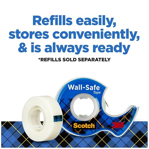 Scotch Wall-Safe Tape, 2 Dispensered Rolls, Sticks Securely, Removes Cleanly - Image 7