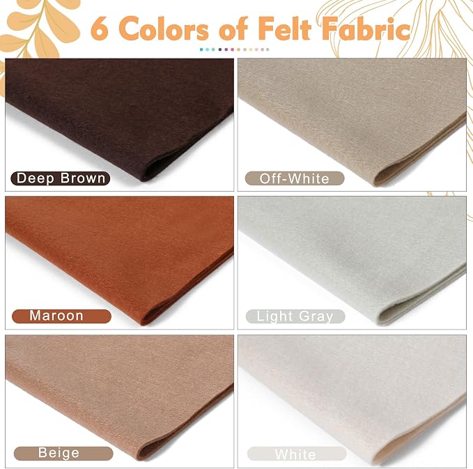 HaoFeiJH 6 Rolls 8"x20" Soft Felt Fabric Sheets, 1.6mm Thick, and Projects - Image 2
