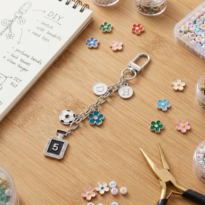 20pcs Silver Keychain Making Kit, Key Ring Swivel Snap Hook Chains, Alloy - Image 7