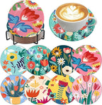 Benjenes 8PCS Flowers Diamond Art Coasters Kit by Benjenes