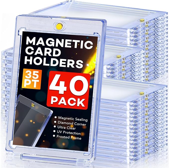 ZENOWICK 40ct Magnetic Card Holders, 35pt One Touch Card Holder, U-V Protection by Zenowick