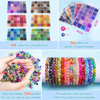 XSEINO About 7200pcs 144 Colors 6mm Crackle Glass Beads Bracelet Making Kit - Image 4