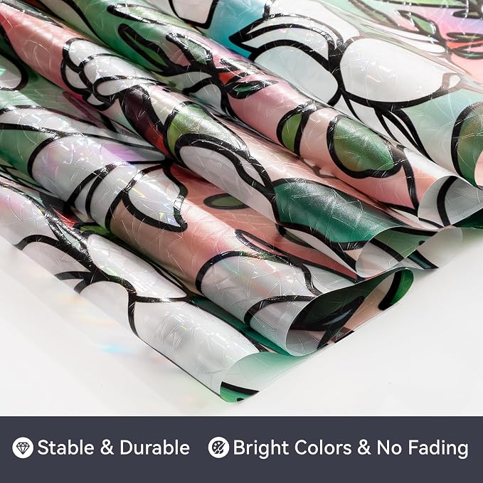 DKTIE Magnolia Pattern Stained Glass Window Film Floral Decorative Window - Image 8