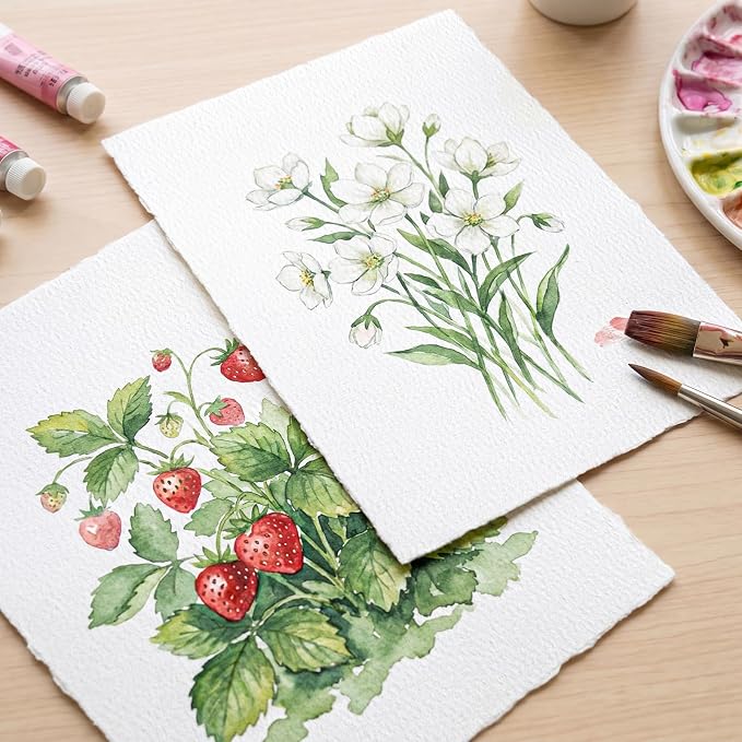 100 Sheets Watercolor Paper 9x12 inch, 300 GSM Deckled Edge Paper - Image 5