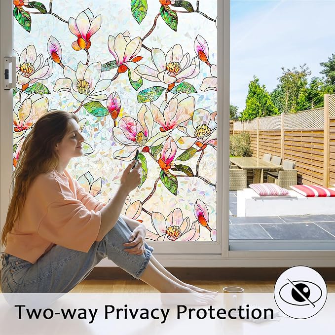 Window Privacy Film Stained Glass Window Film Decorative, Static Cling Rainbow - Image 3