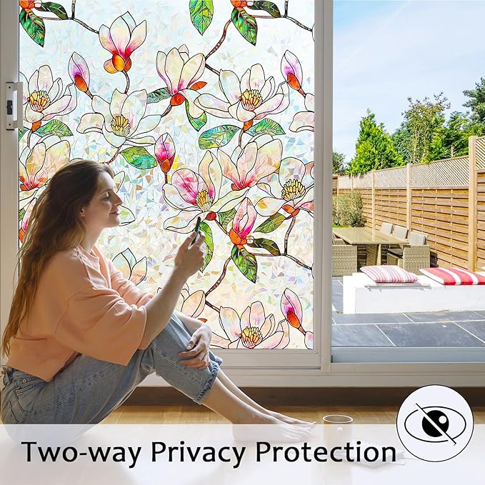 Window Privacy Film Stained Glass Window Film Decorative, Static Cling Rainbow - Image 3