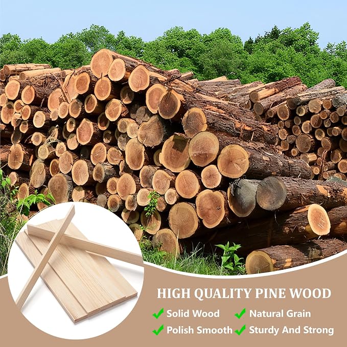 Wood Strips Slats for Wall, Wooden Sticks for Crafts 1/4" ×1.5" × 15", - Image 5
