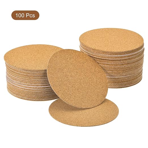 UXCELL 100 Pcs Self-Adhesive Cork Round, 3.75" x 3.75" Cork Tiles Backing Sheets - Image 3