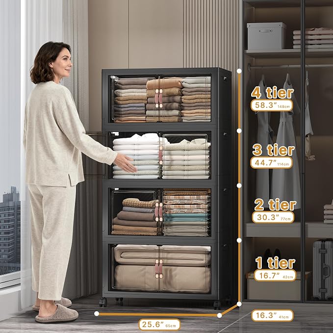 UAMFURI Stackable Storage Bins, 480QT Collapsible Drawers - Image 2