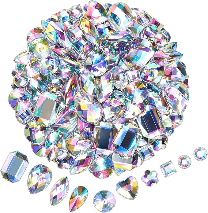 1200 Pcs AB Rhinestones for Bedazzling, Rainbow Effect Craft Gems for Crafting by Unknown
