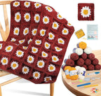 Coopay Crochet Kit Beginners for Blanket, Granny Squares Crochet Blanket Kit by Coopay