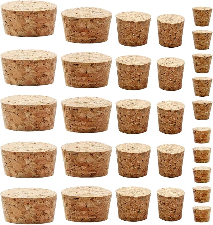 Uenhoy 30 Pcs Soft Wood Corks 6 Size, Wooden Tapered Cork Plugs Wine Bottle by Uenhoy