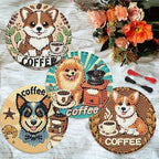 Clendo 8 PCS Coffee Dog Diamond Art Coaster Kits - Image 5
