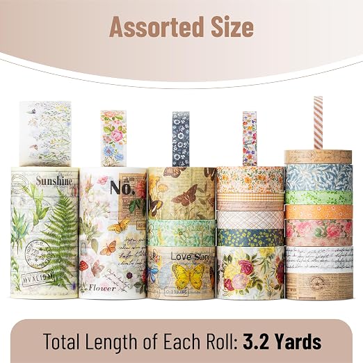 Mr. Pen- Washi Tape Set, 24 Rolls, 3.2 Yards/Roll | Washi Tape - Image 4