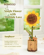 rowood 3D Wooden Puzzles for Adults, Mother's Day DIY Artifical Flower Craft Kit - Image 3