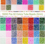 EuTengHao 19200Pcs Tube Beads Kit 3mm Glass Bugle Seed Beads - Image 2