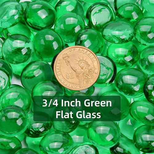 2LB Green Flat Glass Marbles for Vases, Gemstone Beads Vase Filler Decorative - Image 2