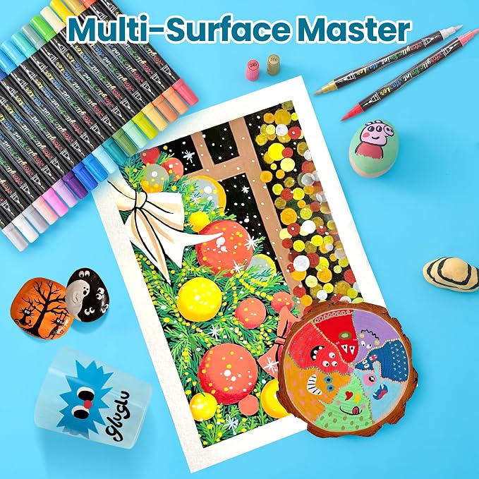 36 Colors Acrylic Paint Markers, 18 Pack Dual-Color Acrylic Paint Pens - Image 5