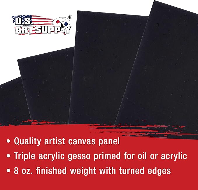 U.S. Art Supply 12 X 12 Inch Black Art Canvas Board Panels 6 Pack - Image 4