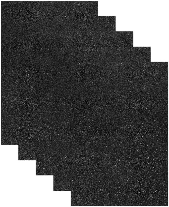 MECCANIXITY 5 Sheets Black Shiny Foam Sheets, 8 Inch x 12 Inch Sparkle EVA Foam by MECCANIXITY
