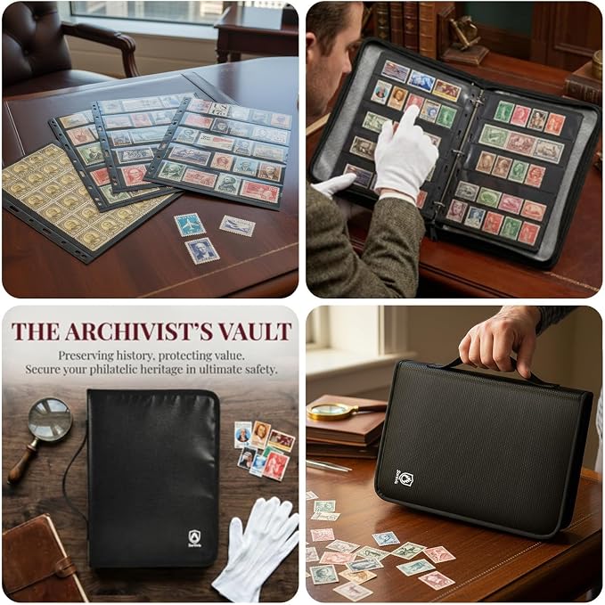 Stamp Collection Album, 12-Page Stamp Book, Album Only | Clear Pockets and - Image 8