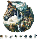 Mountain and River Horse Puzzles Adults Gifts Wooden 190 Pieces 11.4 * 11.1in by Jollitot