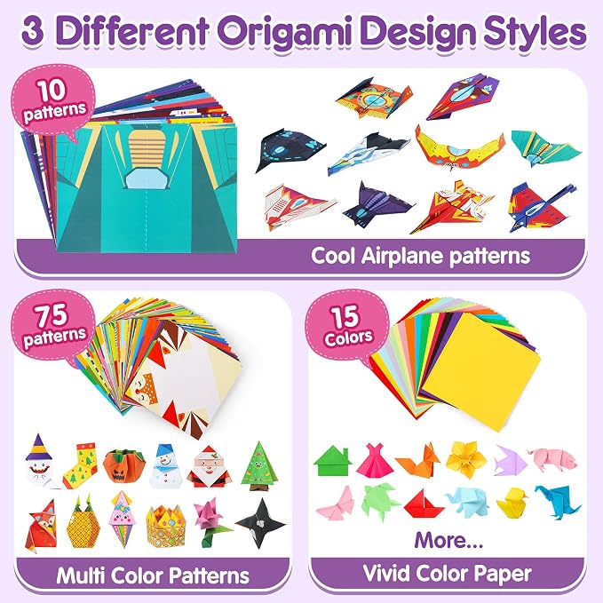 Mocoosy 320 Sheets Origami Kit for Kids Ages 5-8 9-12, Folding Paper Set - Image 5
