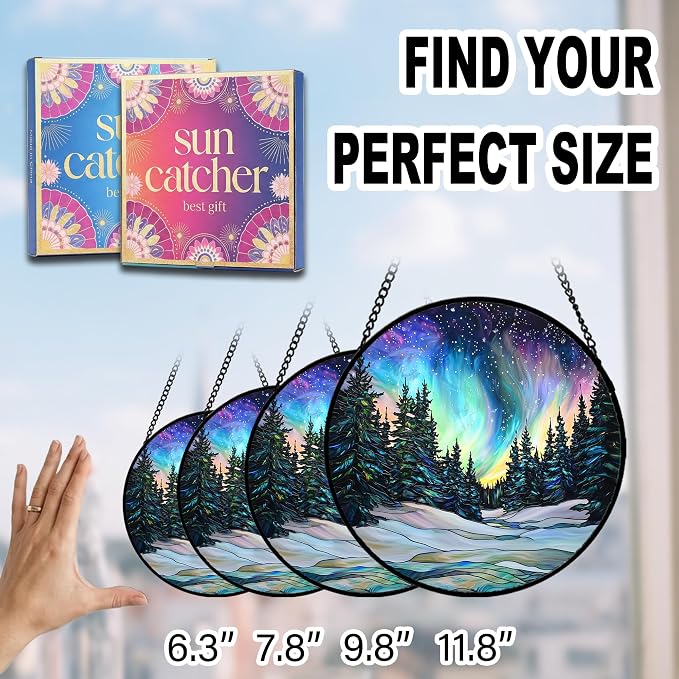Northern Lights Acrylic Suncatcher Faux Stained Glass Window Hanging 11.8" | - Image 7
