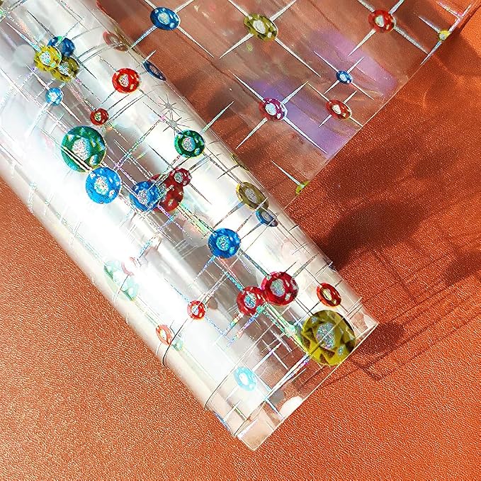 HYANG Transparent Ball PVC Super Clear Holographic Vinyl Faux Leather Sheets 1 - Image 3